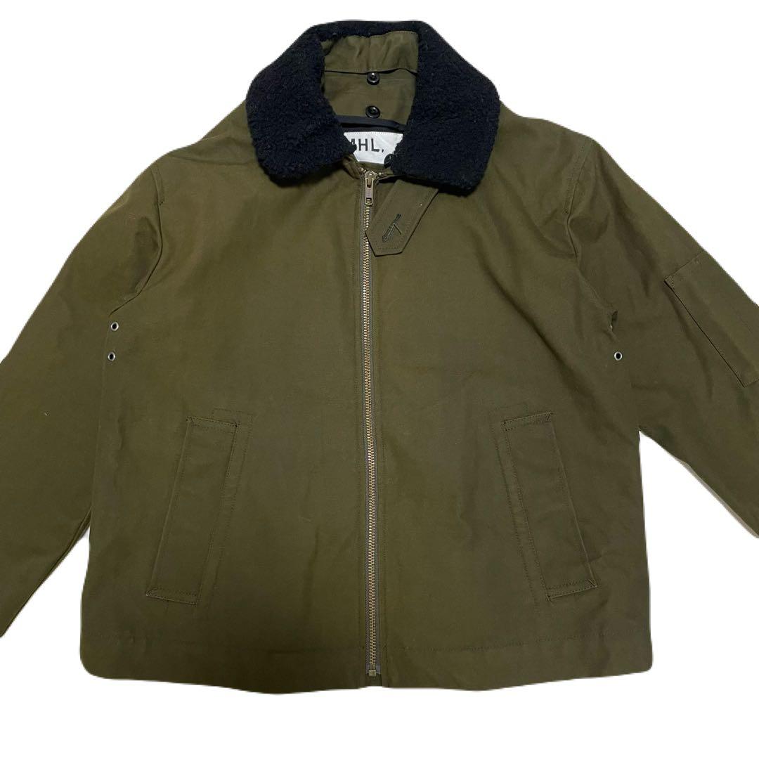 MHL. マーガレットハウエル　ボア襟　コットンジャケット　ライナー付　カーキ