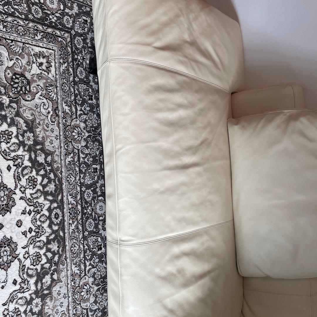 フクラ ベージュ本革コーナーソファ