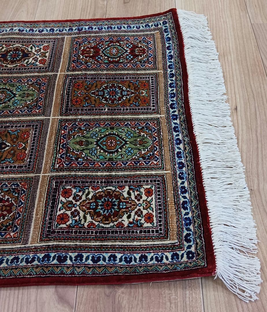 Y2605 最高級ペルシャ絨毯 クム産 シルク100％ 手織100万ノット