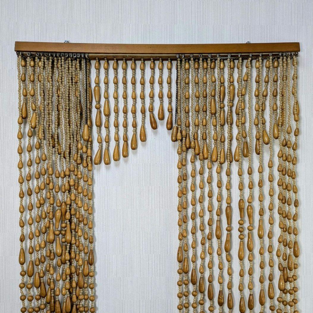 ✨ビンテージ激レア✨ 希少 開閉式 珠暖簾 ロング 欅カラー