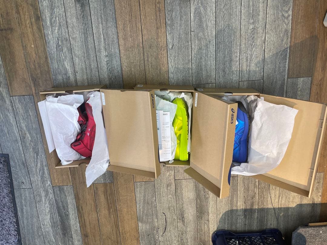 ASICS 安全靴 メタリック3原色3足セット赤・青・黄