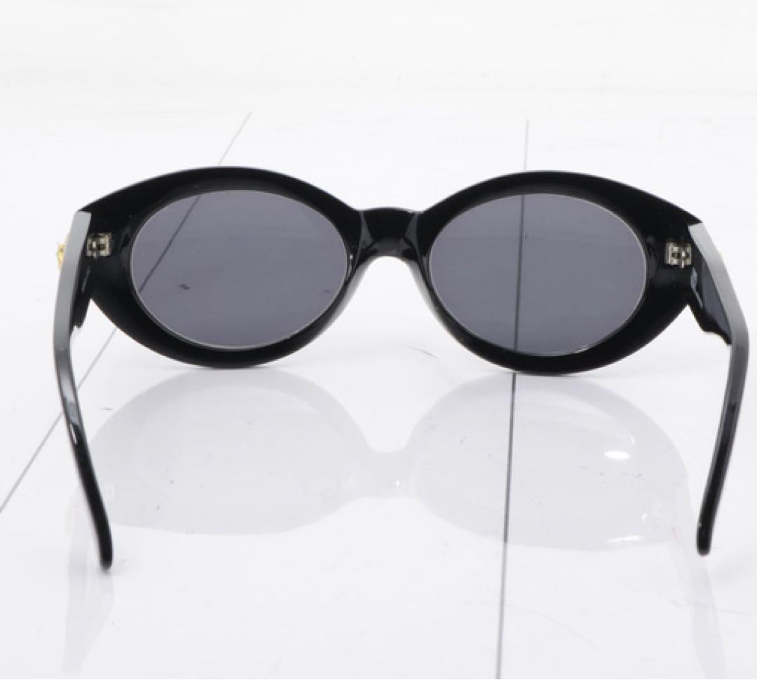 ✨VERSACE✨y2kブラックオーバルサングラス ゴールドロゴ