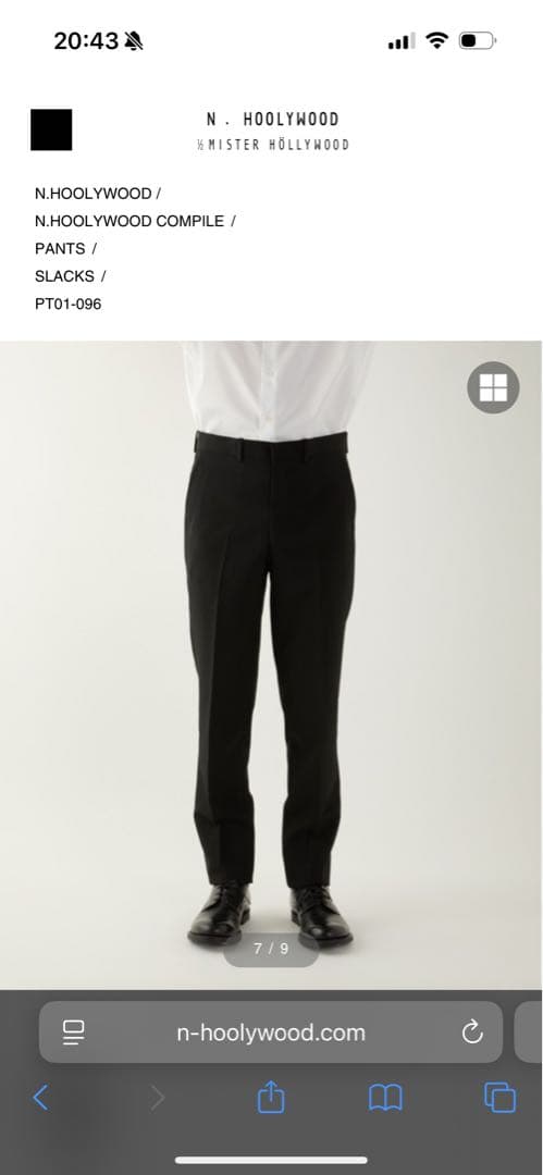 現行品　N-HOOLYWOOD スラックス PT01-096 黒　新品未使用