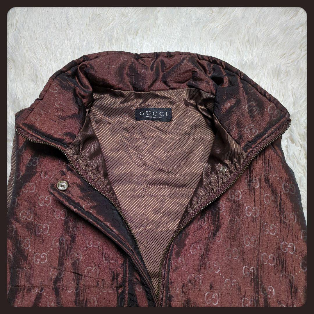 【極美品・入手困難】グッチ☆GUCCI ダウンベスト GG フルジップ ブラウン