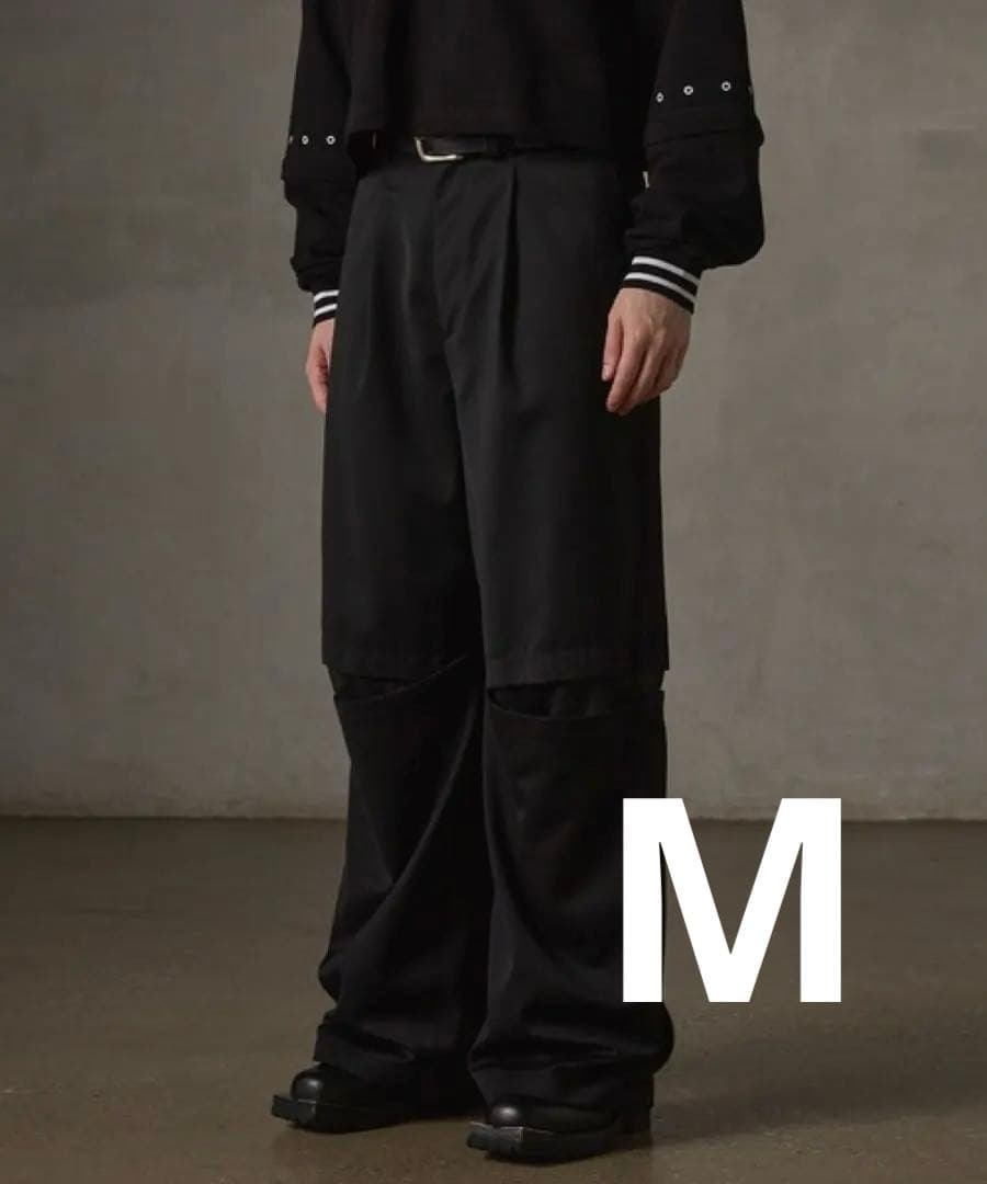 GRANCY チュール レイヤードデザイン スラックス　ブラック