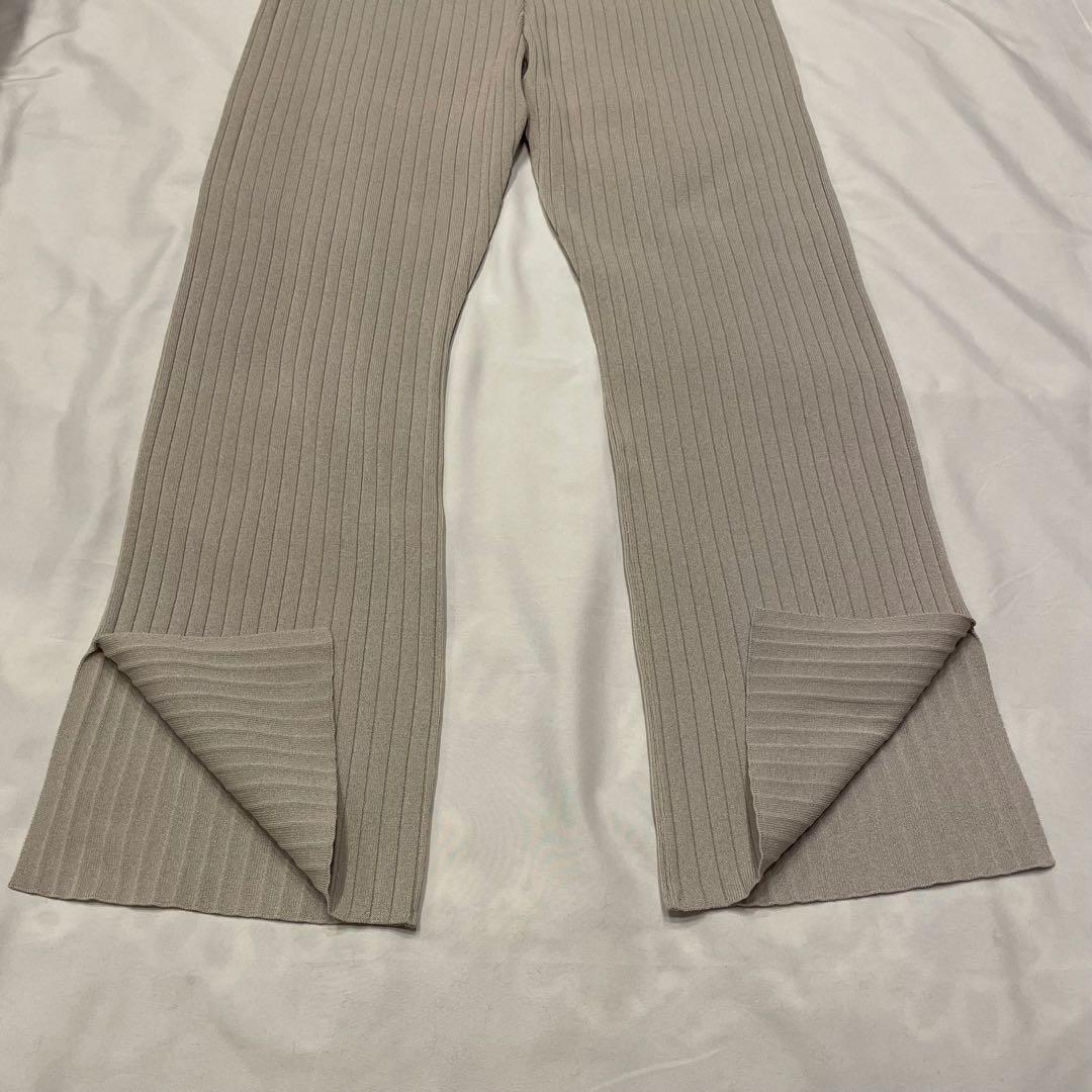 新品 ハグオーワー クロスアンドクロス リブニットパンツ グレージュ系ベージュ系