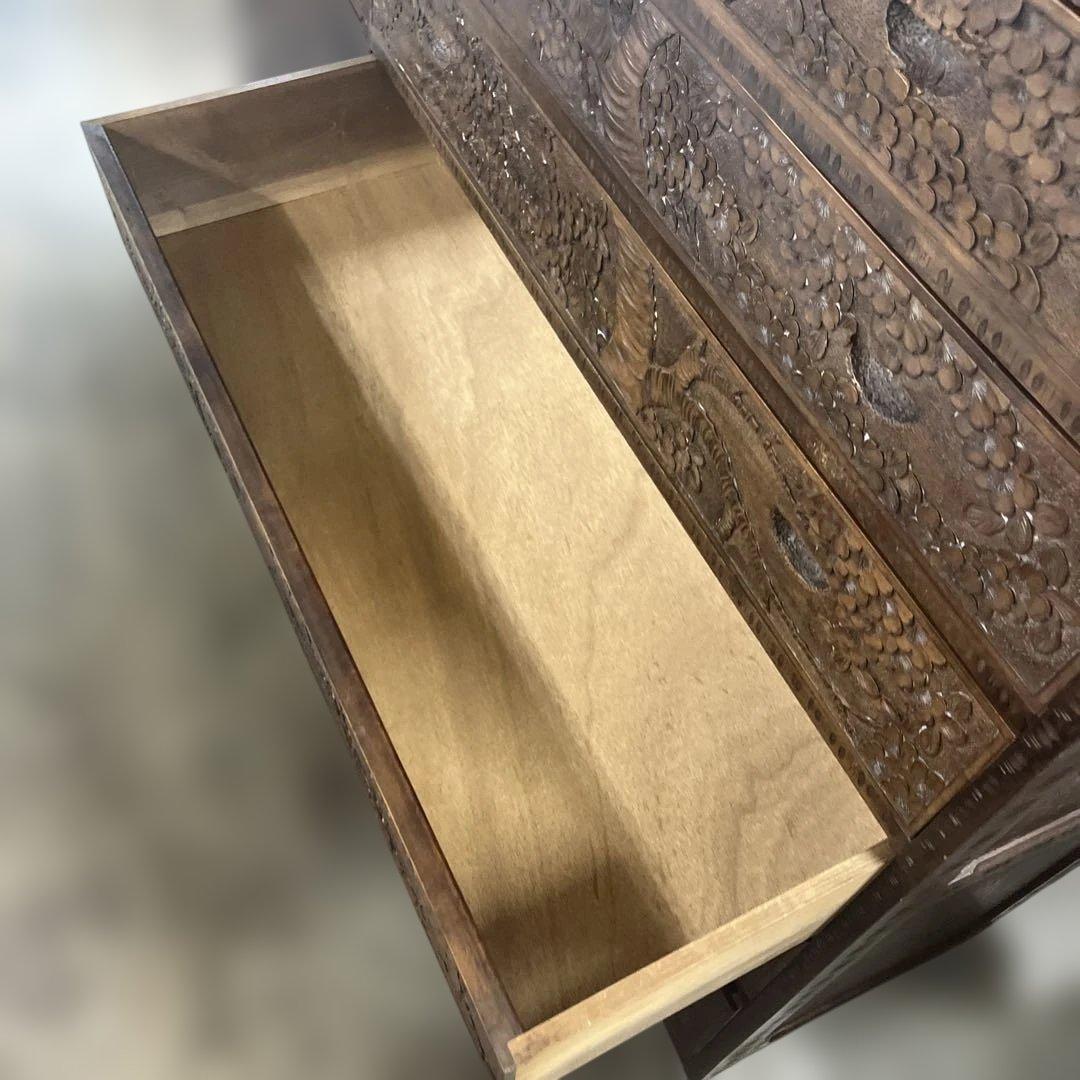 【軽井沢彫】6段チェスト◇程度良好◆