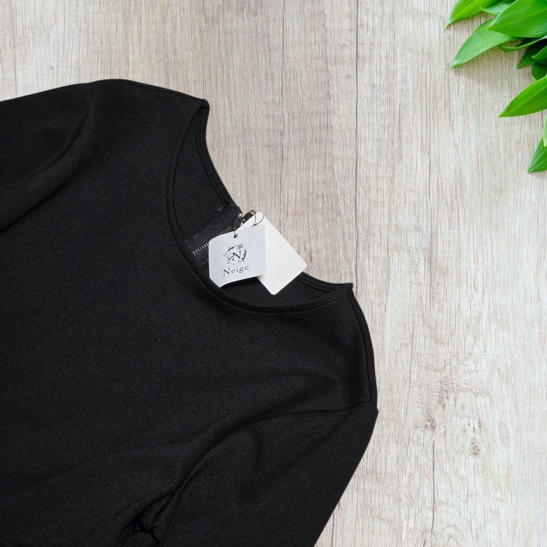 新品タグ付き Neige リボン付き バックリボンワンピース 黒・グレー