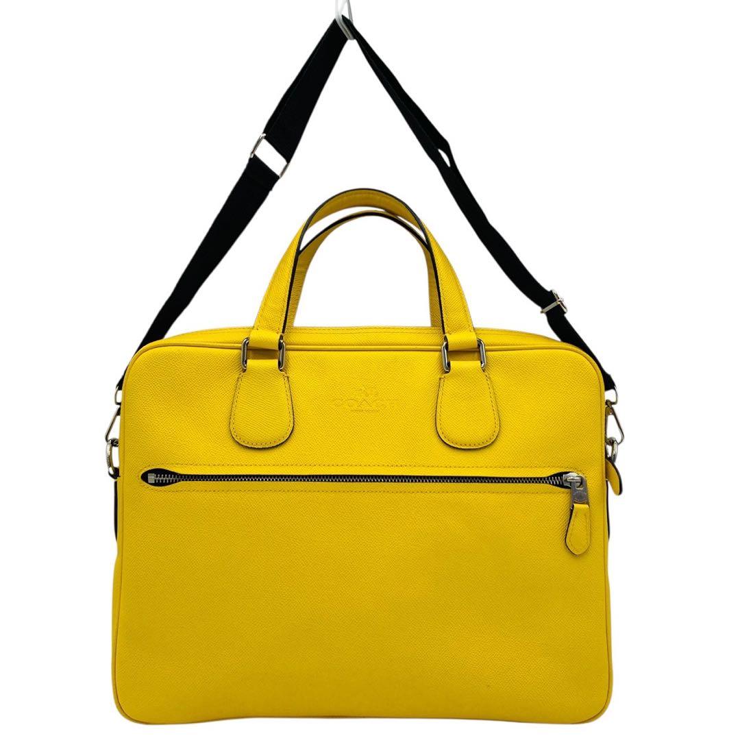 美品✨コーチ ビジネスバッグ ショルダーバッグ イエロー レザー 71710