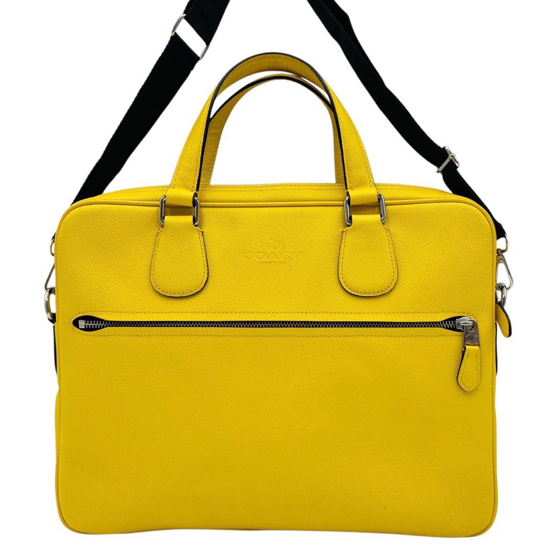 美品✨コーチ ビジネスバッグ ショルダーバッグ イエロー レザー 71710
