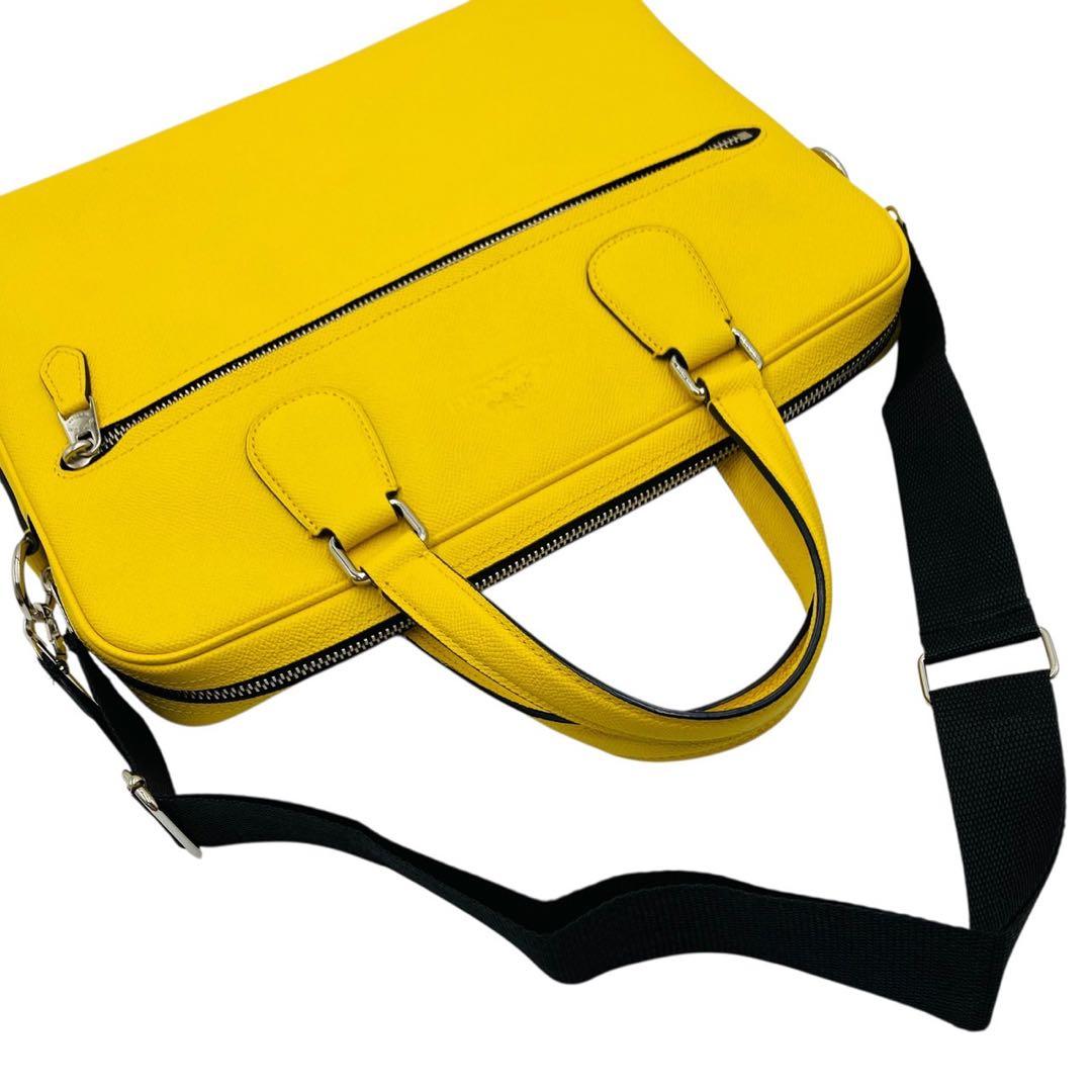 美品✨コーチ ビジネスバッグ ショルダーバッグ イエロー レザー 71710