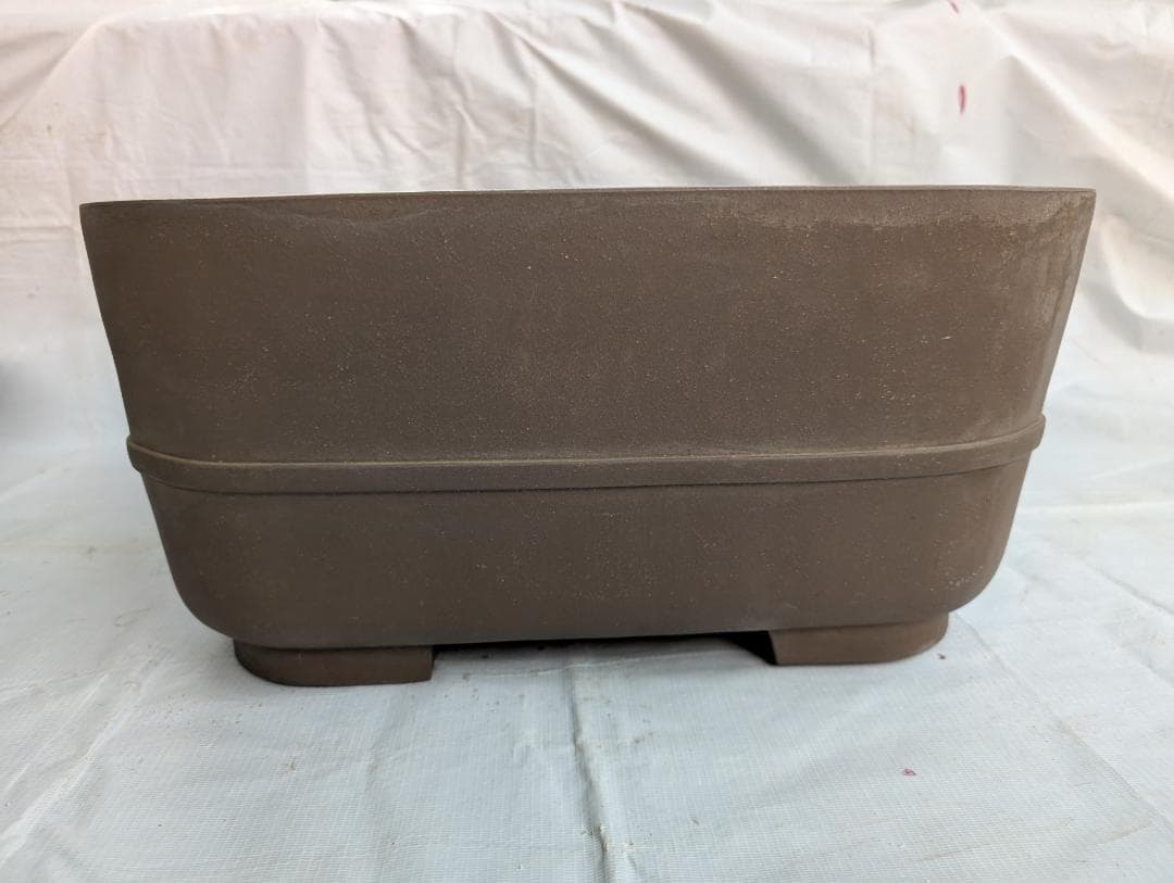 大型盆栽鉢 宜興系 刻印有り 正方形 約47.5cm 紫砂風 陶器鉢