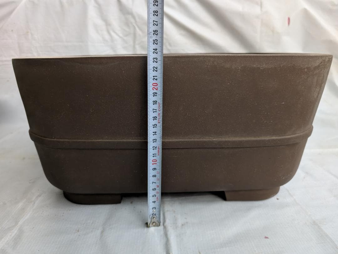 大型盆栽鉢 宜興系 刻印有り 正方形 約47.5cm 紫砂風 陶器鉢