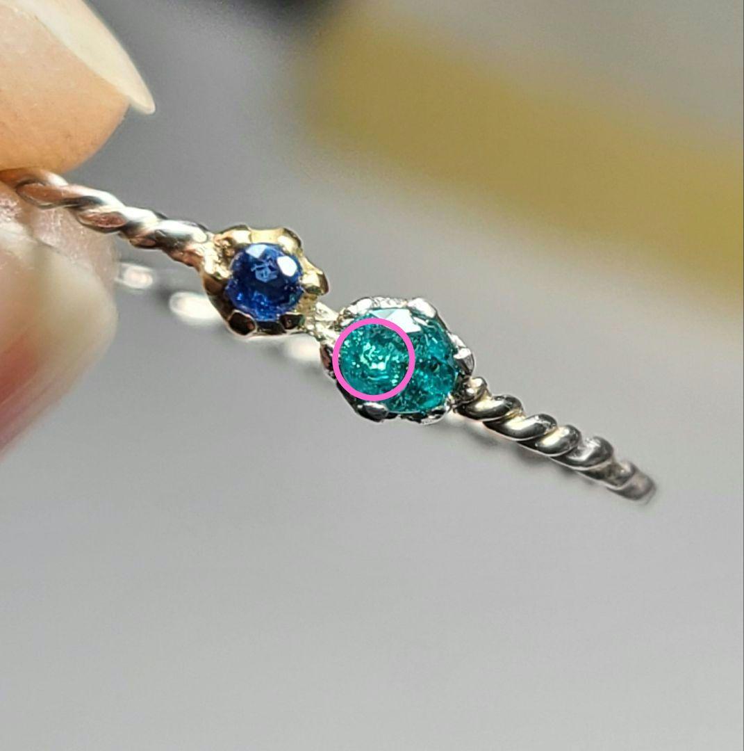 力のあるネオンブルーの共演★バターリャパライバトルマリン&アウイナイトリング★