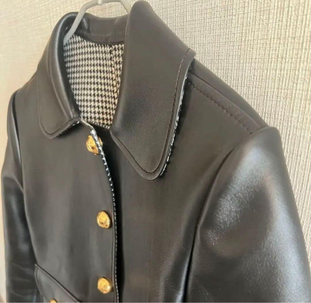 セリーヌ　クロディーヌ　ジャケット　トリオンフボタン　ラムスキン　レザー
