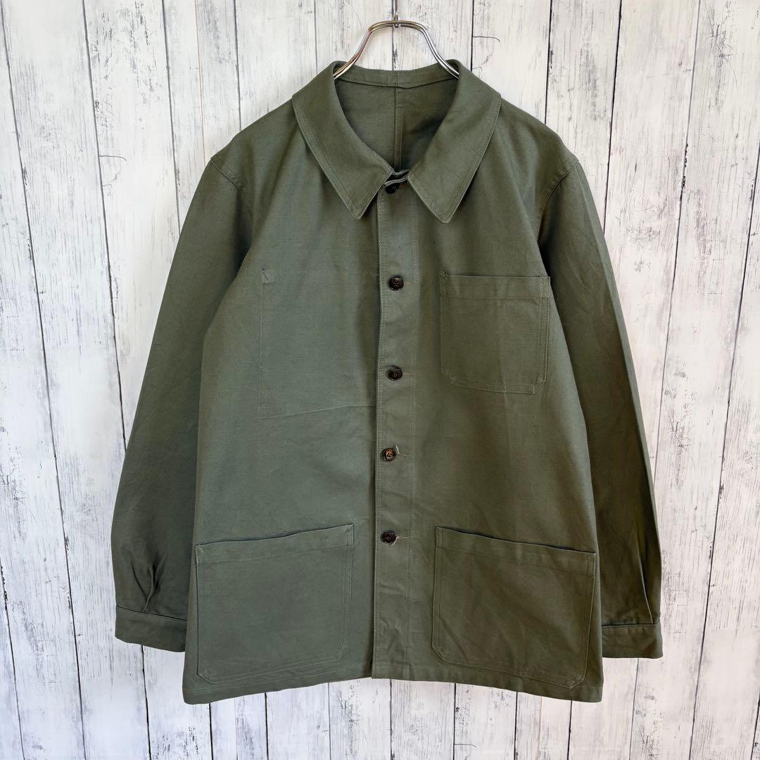 60s フレンチ ホスピタル カバーオール ワークジャケット ユーロワーク L