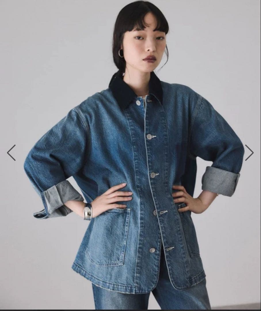 美品 アダムエロペ デニム＆カツラギカバーオール デニムジャケット