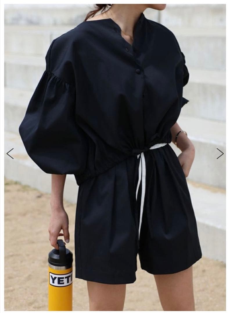 bow.a 水際 TUCK SHORT PANTS ブラック