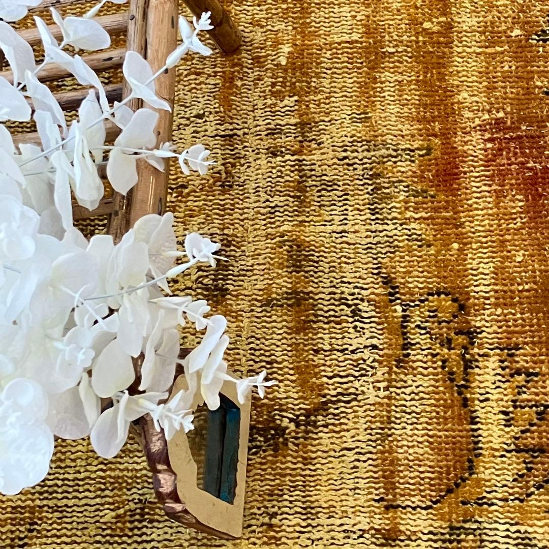 超ロング/オーバーダイ　幸福イエロー　グリーン　ランナー　トルコヴィンテージラグ