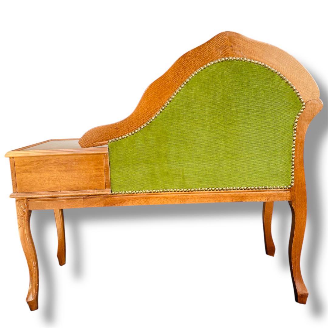 希少色・猫脚✨豪華アンティーク テレフォンベンチ✨ グリーン 英国調 飾り台