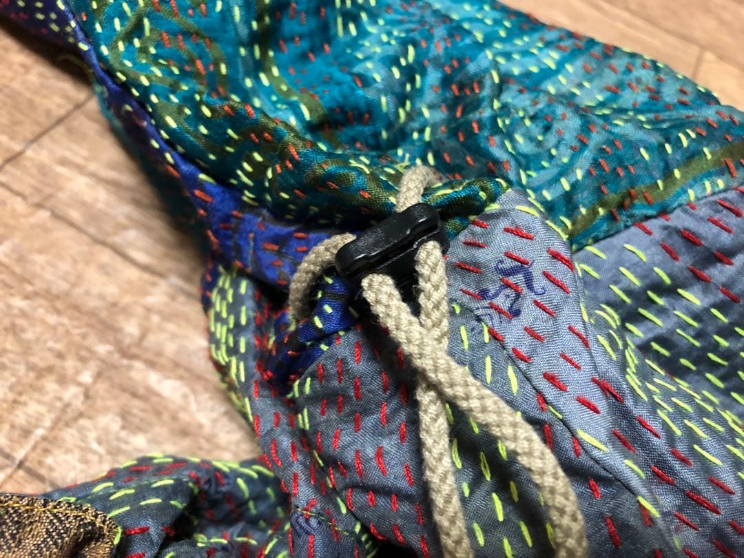 ★レア★ほぼ未使用★Leh レー シルク 袈裟バッグ 刺し子 ボディバッグ