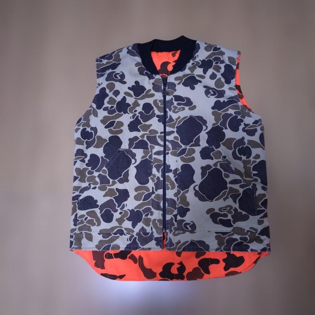 80s Walls USA製 リバーシブル ベスト カモ レスキューオレンジ