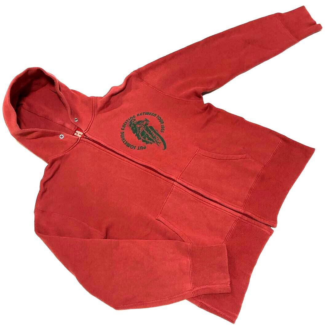 ヒステリックグラマー 初期ヒス Y2Kジップアップパーカー スウェット赤 裏起毛