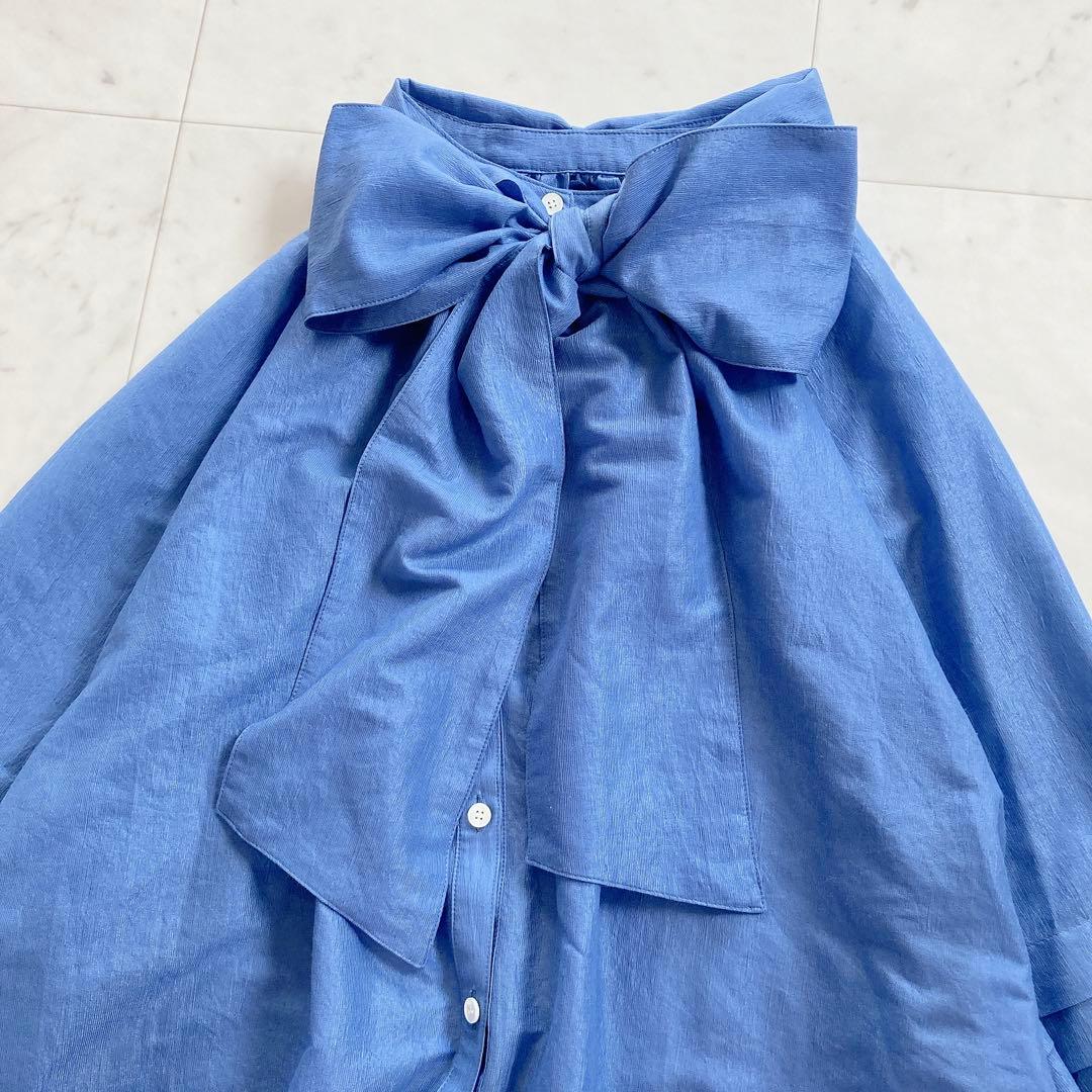 極美品　スローブイエナ　ボウタイブラウス　リボン　青