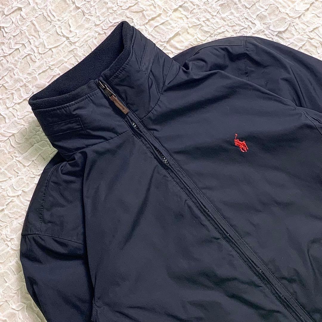 ポロラルフローレン 胸元ロゴ　フード付 ナイロンジャケット ブラック フリース