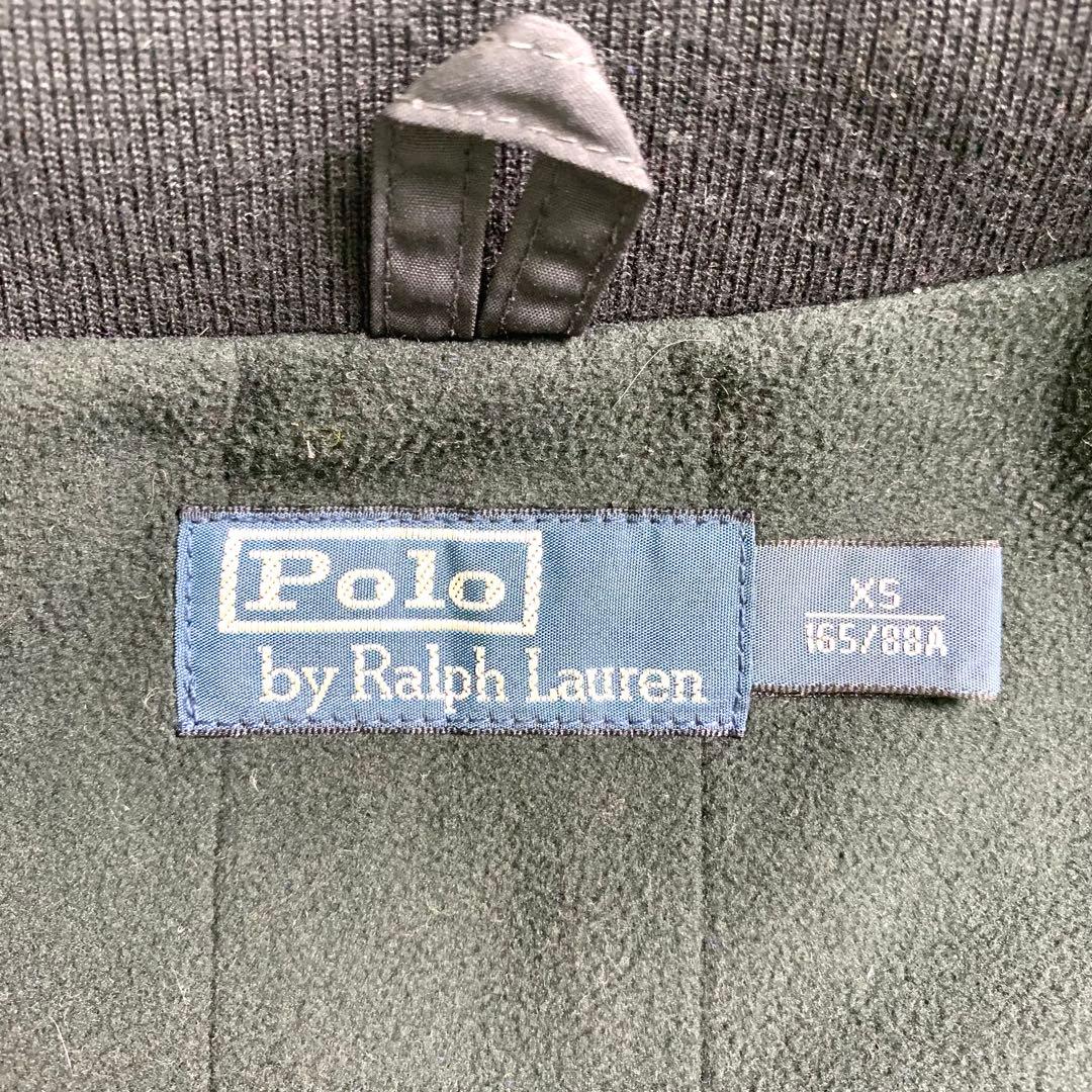 ポロラルフローレン 胸元ロゴ　フード付 ナイロンジャケット ブラック フリース