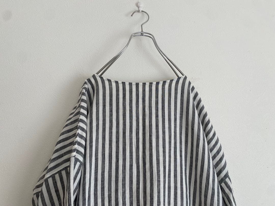 ほぼ未使用　BEARDSLEY｜ビアズリー ストライプ柄リネン前後ワンピース