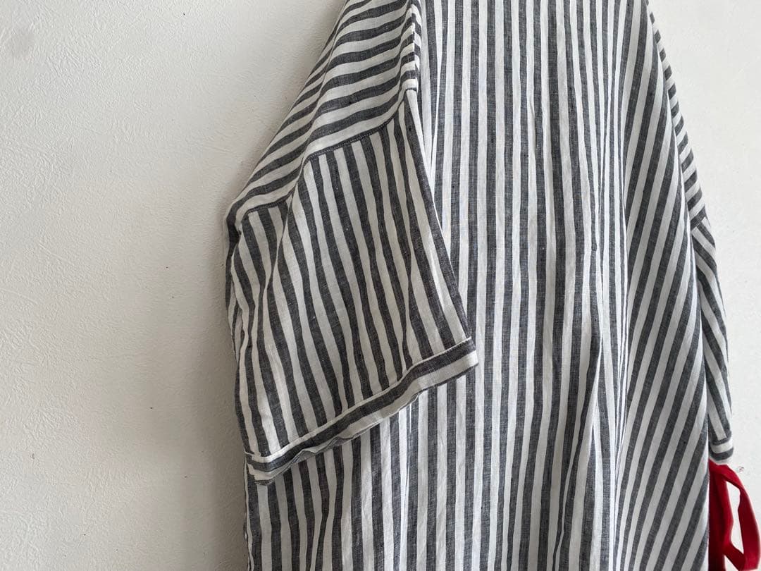 ほぼ未使用　BEARDSLEY｜ビアズリー ストライプ柄リネン前後ワンピース