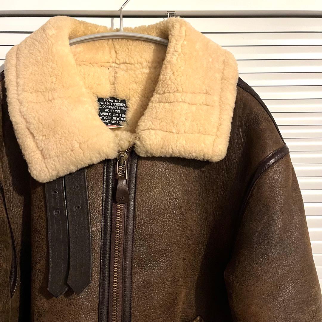美品 USA製 AVIREX アヴィレックス B-3 ムートンジャケット 40