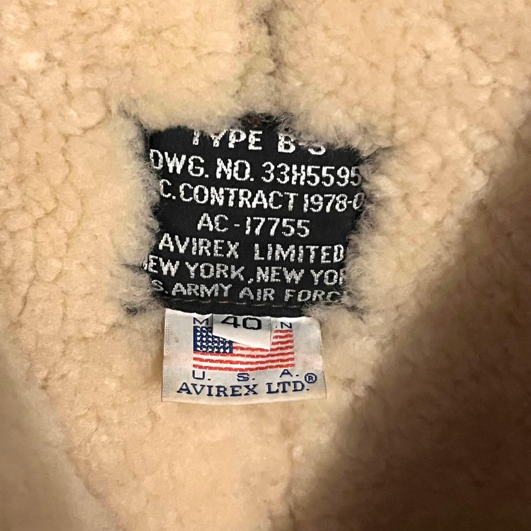 美品 USA製 AVIREX アヴィレックス B-3 ムートンジャケット 40