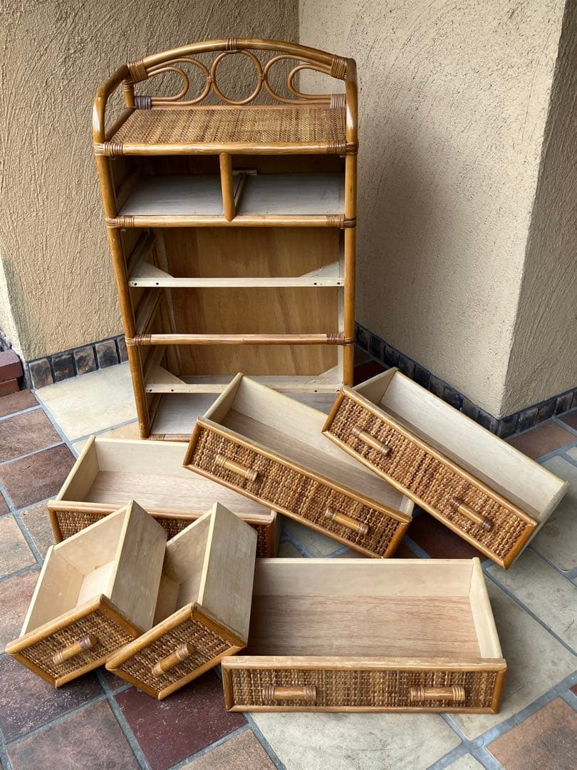 人気 ラタン 5段チェスト ラタンチェスト 籐チェスト 籐タンス