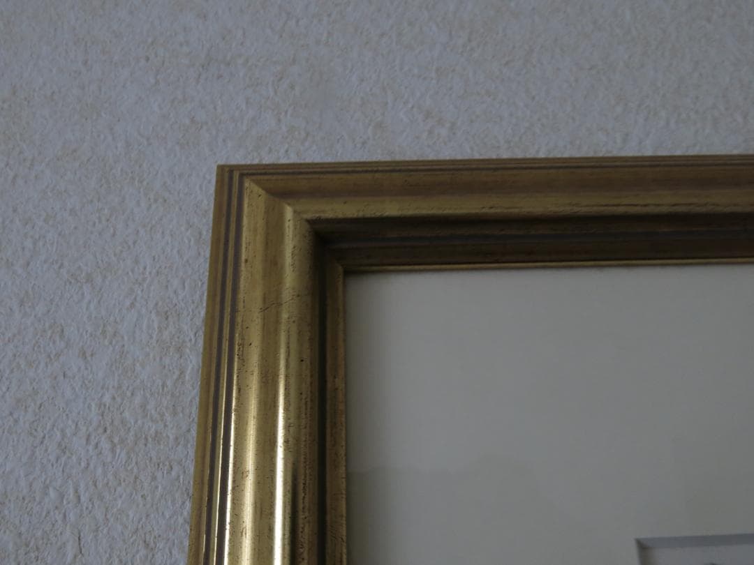 Mamama★カトラン★赤いテーブルの上のシクラメンと柿★リトグラフ★美品