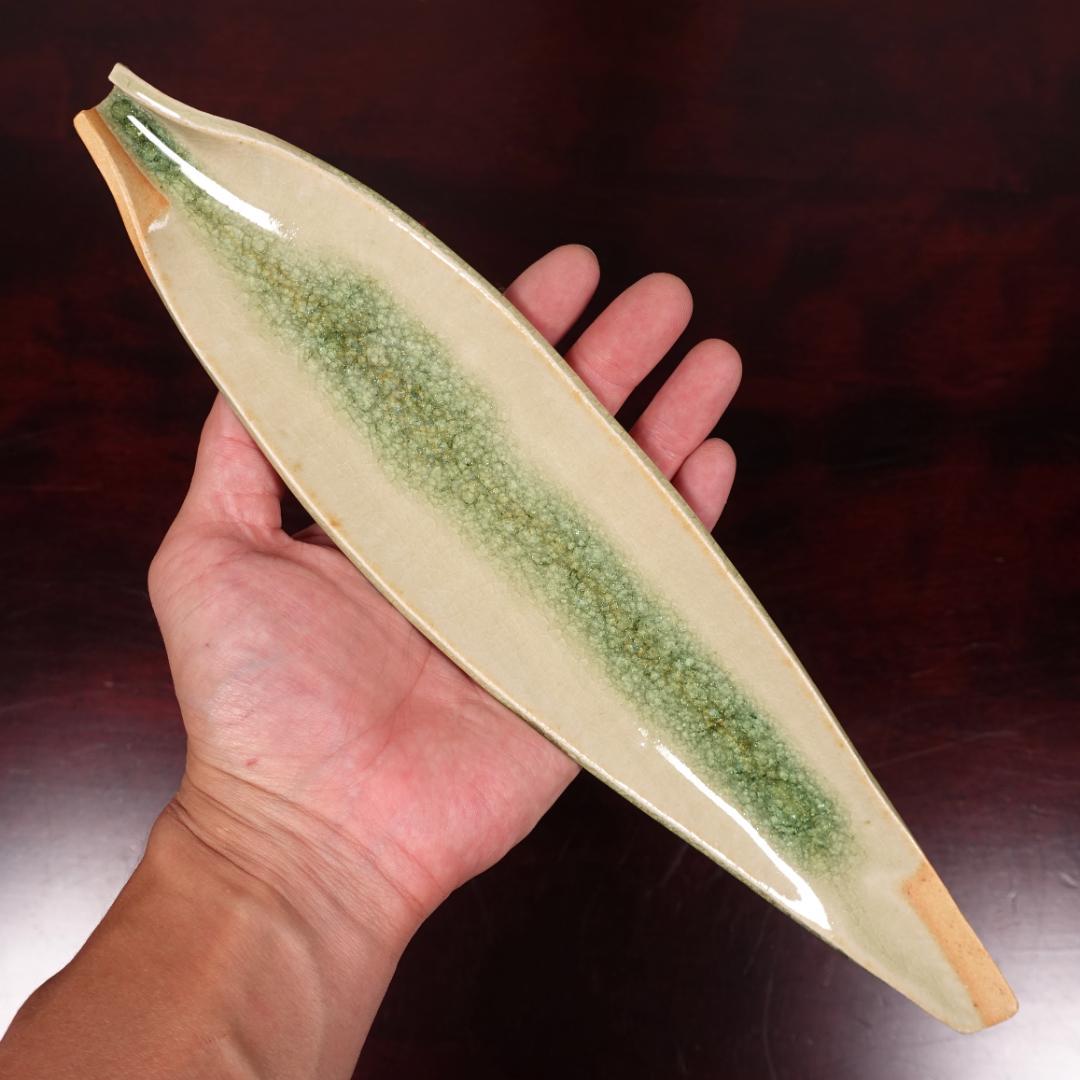 伊賀の名工 谷本光生 三田窯 伊賀葉皿 5客 共箱 長皿 先付 向付