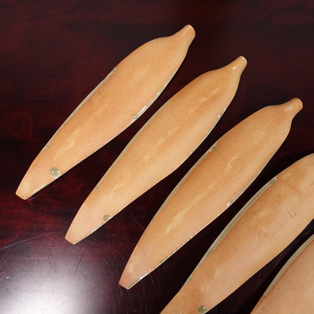 伊賀の名工 谷本光生 三田窯 伊賀葉皿 5客 共箱 長皿 先付 向付