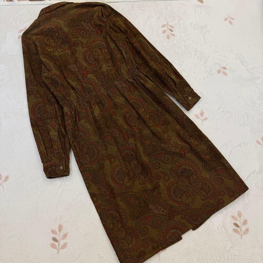 美品 ETRO エトロ ペイズリー柄 コーデュロイ ワンピース 46 イタリア製