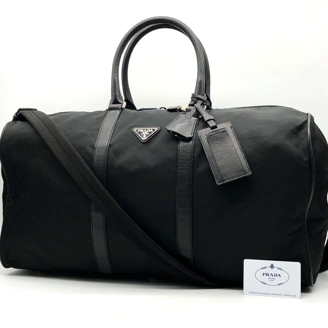 ✨美品✨プラダ ボストンバッグ 2way 三角ロゴ カデナ 大容量 ナイロン 黒