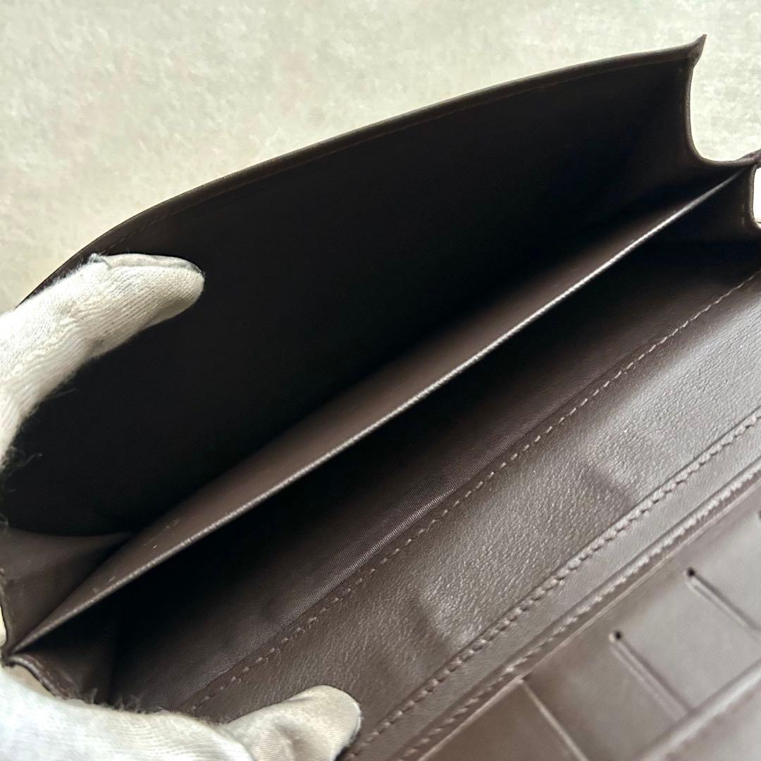 美品 GUCCI グッチ 長財布 レザー GGキャンバス ブラウン