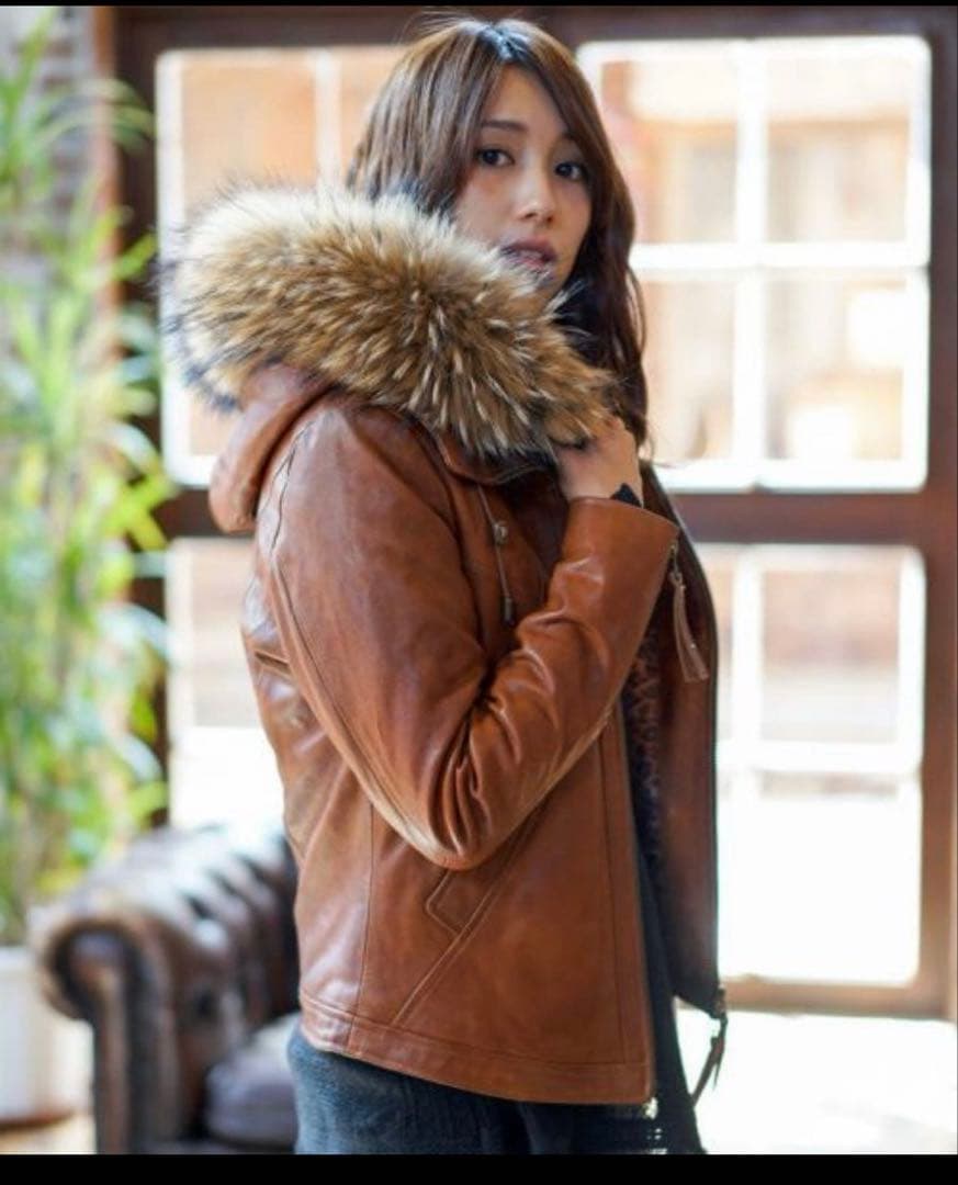 goa本革レザージャケット　ラクーンフード