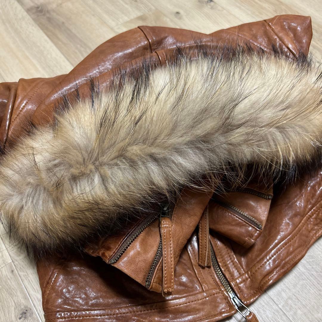 goa本革レザージャケット　ラクーンフード