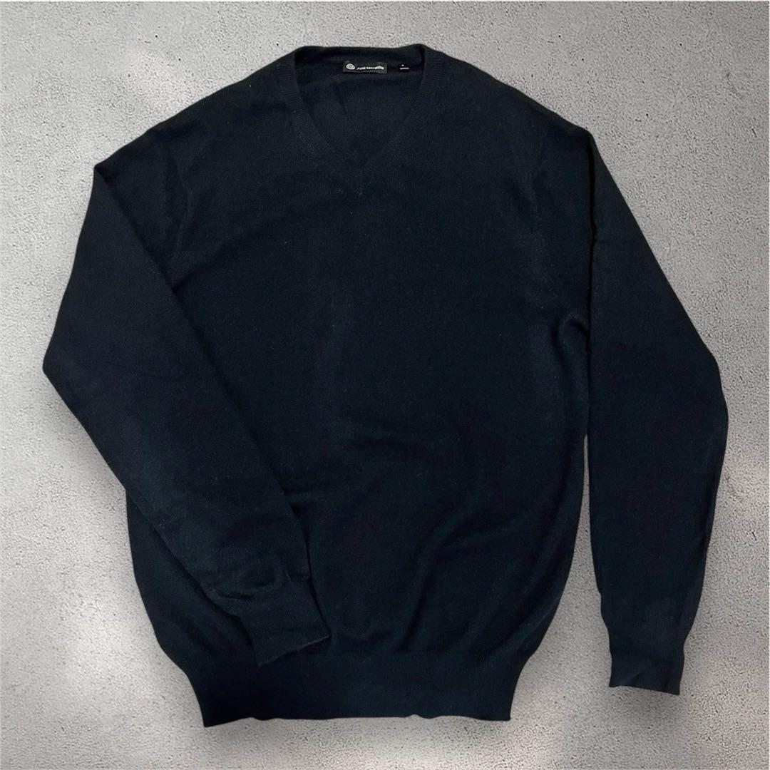 美品90s【C&A】カシミヤ100% Vネックニット BLACK L