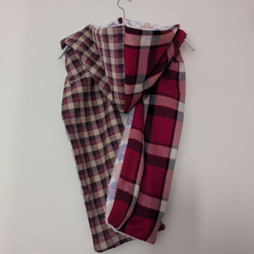 ハンドメイド　裏起毛の暖かロングワンピース＆フード付マフラー