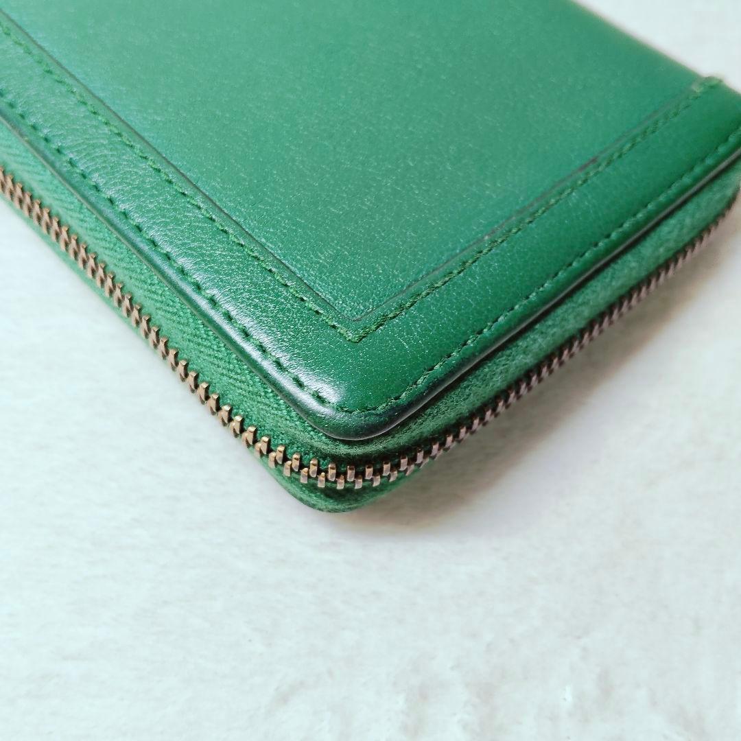 美品 付属付き 希少 グッチ 長財布 GG マーモント バンブー 緑