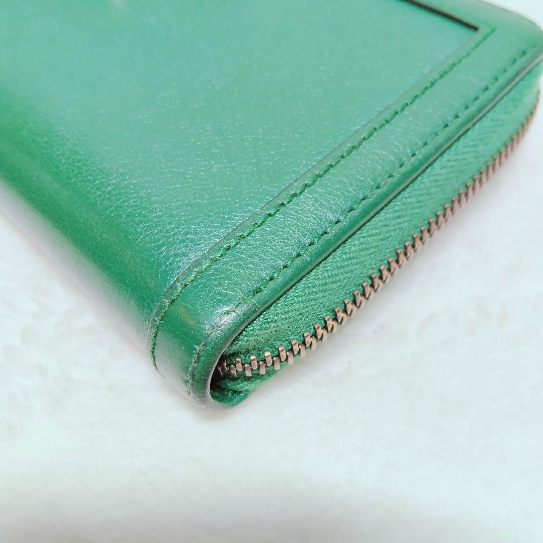 美品 付属付き 希少 グッチ 長財布 GG マーモント バンブー 緑