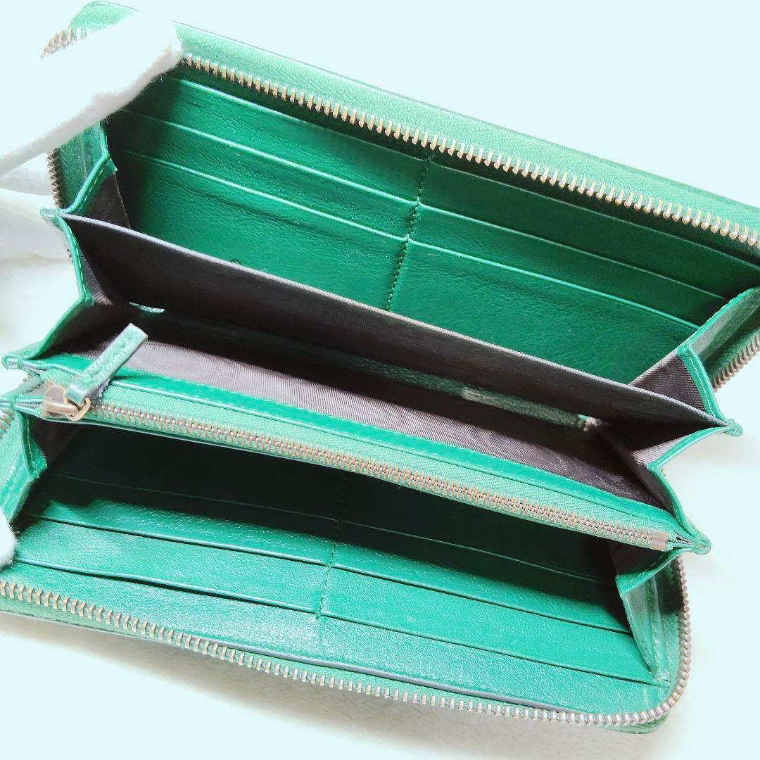 美品 付属付き 希少 グッチ 長財布 GG マーモント バンブー 緑