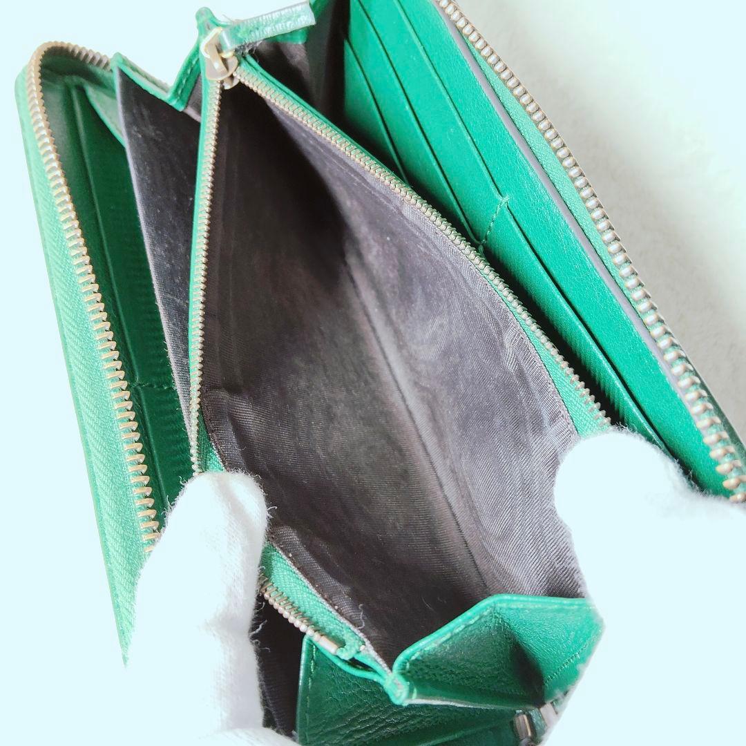美品 付属付き 希少 グッチ 長財布 GG マーモント バンブー 緑