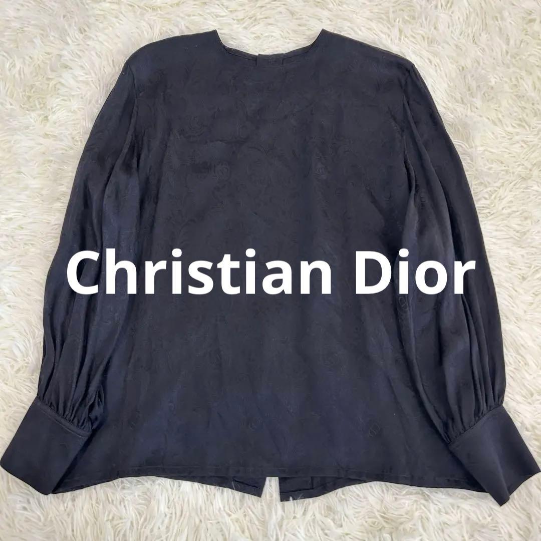【Christian Dior】 CD シルク100% バックボタン ブラウス